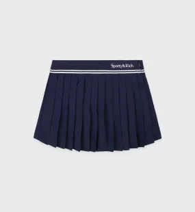 Abigail Pleated Skirt - Navy/Off White