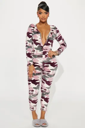 Act Natural PJ Velour Jumpsuit Onesie - Camouflage