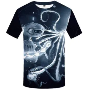 Alien T shirts Men Galaxy Space Tshirt Anime Animal Tshirt Printed Octopus Tshirts Cool Metal Tshirts Novelty Short Sleeve