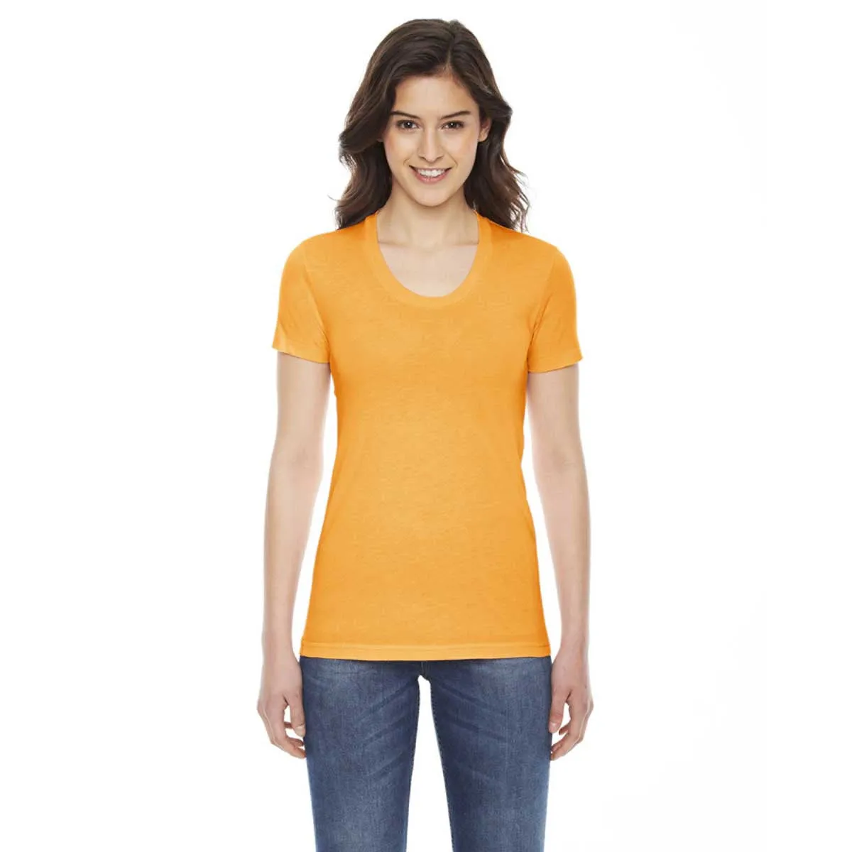 American Apparel Women's Gold Poly-Cotton Short-Sleeve Crewneck