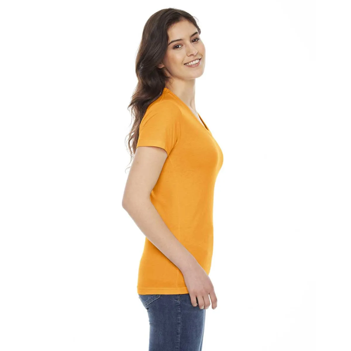 American Apparel Women's Gold Poly-Cotton Short-Sleeve Crewneck