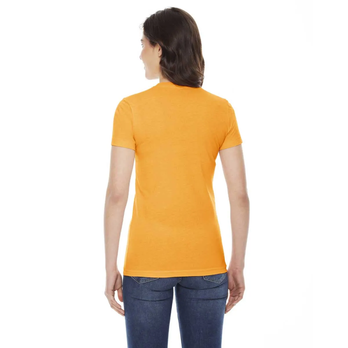 American Apparel Women's Gold Poly-Cotton Short-Sleeve Crewneck