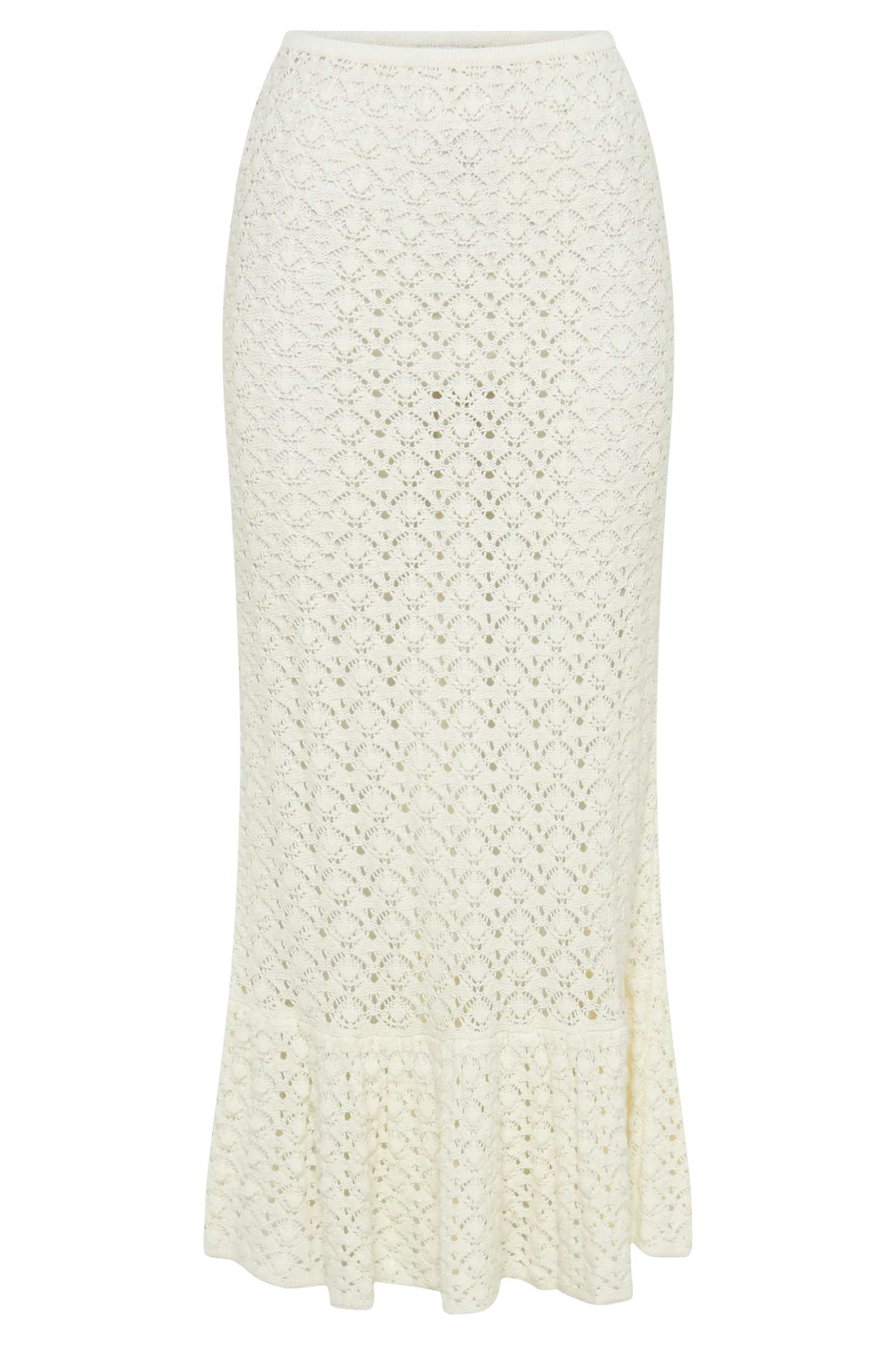 Anais Frill Knit Midi Skirt - Ivory