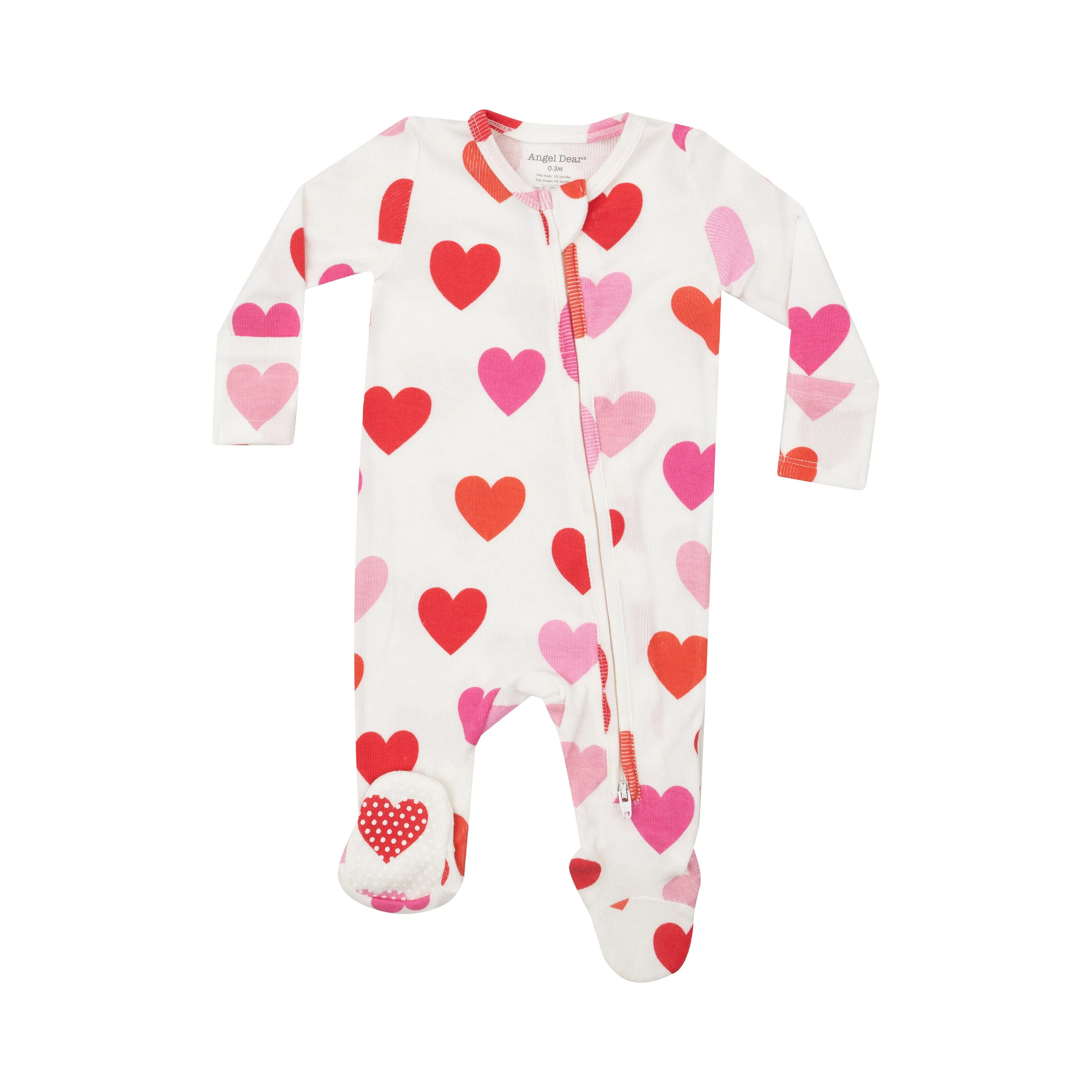 Angel Dear 2 Way Zipper Footie - Big Hearts