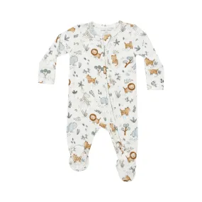 Angel Dear 2 Way Zipper Footie - Delicate Safari