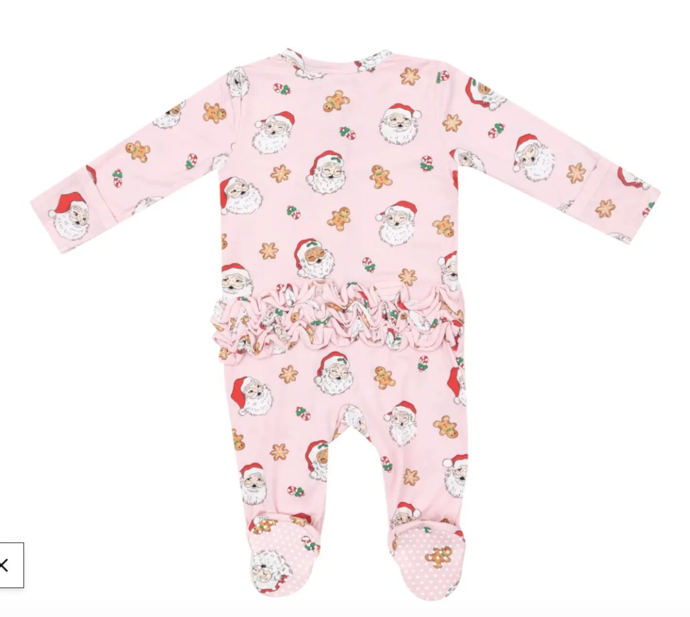 Angel Dear Baby 2 Way Zipper Ruffle Footie - Pink Vintage Santa