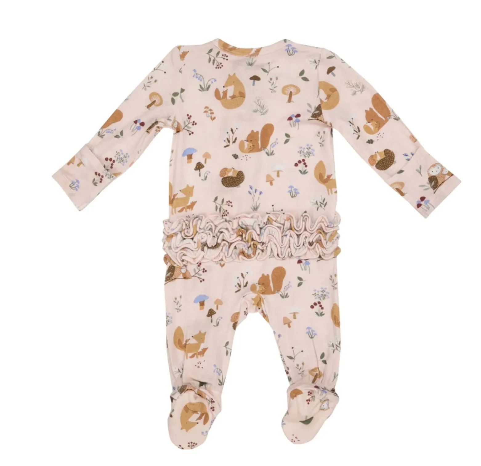 Angel Dear Baby Bamboo WOODLAND FAMILIES 2 Way Ruffle Zipper Footie