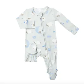 Angel Dear Baby Blue Sheep 2 Way Zipper Footie Sleeper Pajamas