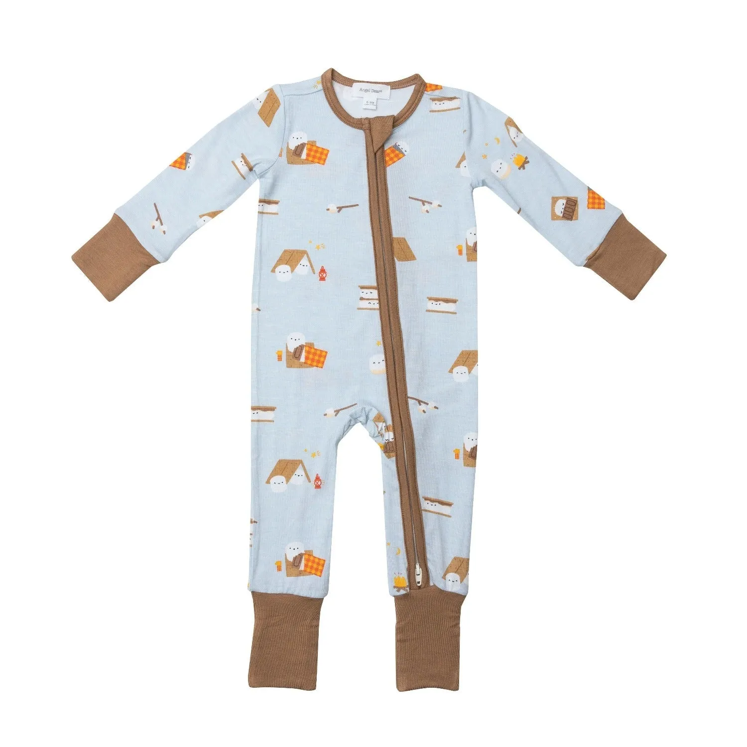 Angel Dear Baby Boys Bamboo SMORES Zipper Romper Pajamas