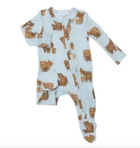 Angel Dear Baby Boys Highland Cattle 2 Way Zipper Footie Sleeper Pajamas