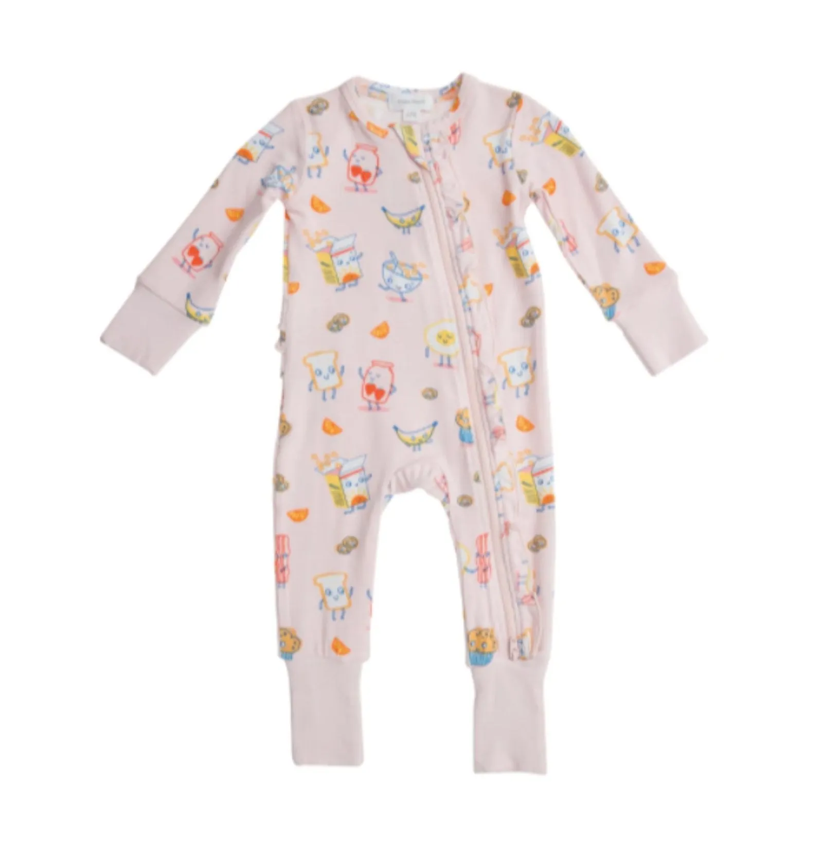 Angel Dear Baby Girls Pink Breakfast Club Bamboo Romper Sleeper