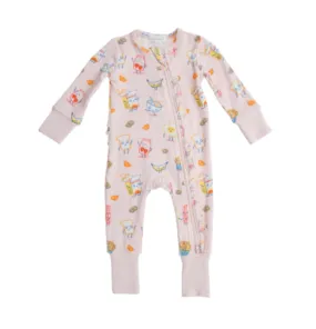 Angel Dear Baby Girls Pink Breakfast Club Bamboo Romper Sleeper