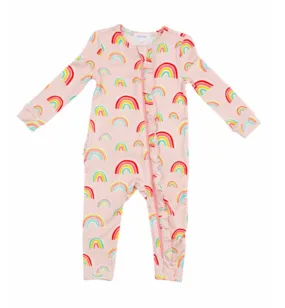 Angel Dear Baby Rainbows Ruffle Bamboo Zipper Romper Sleeper