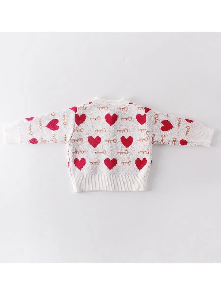 Baby Girl Love Heart Key Knitted Cadigan