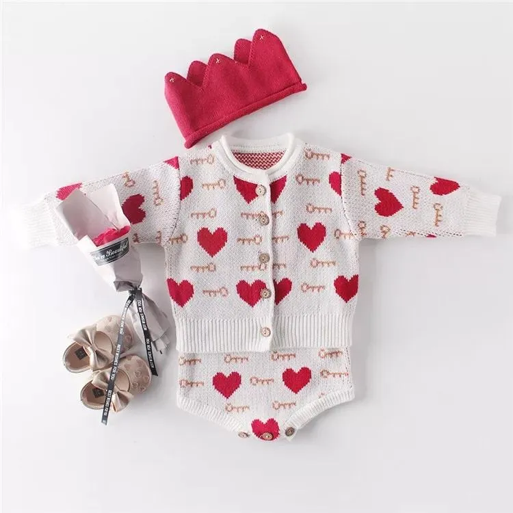 Baby Girl Love Heart Key Knitted Cadigan