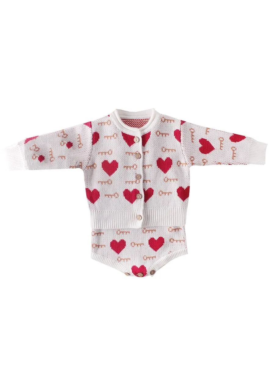 Baby Girl Love Heart Key Knitted Cadigan