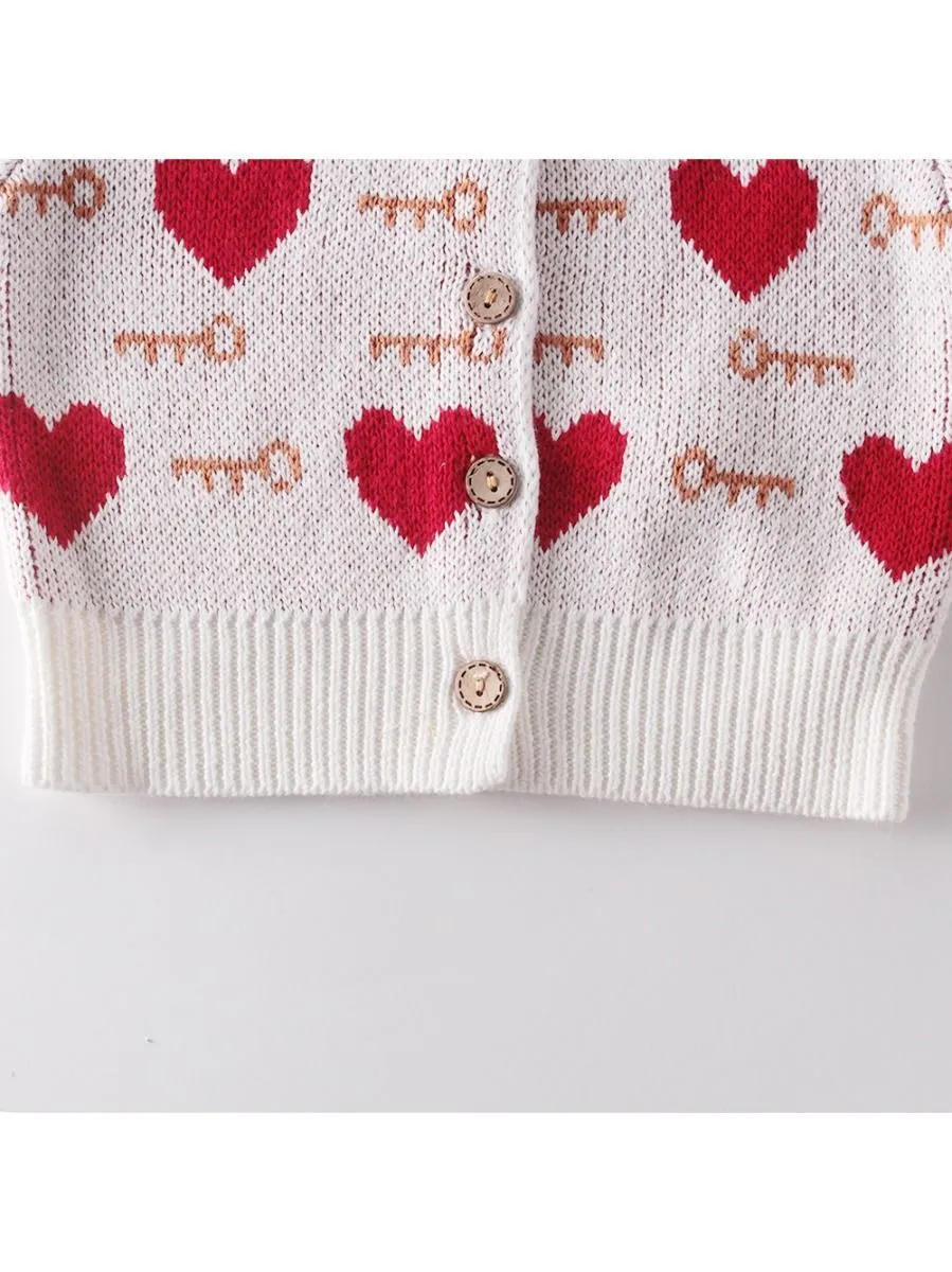 Baby Girl Love Heart Key Knitted Cadigan