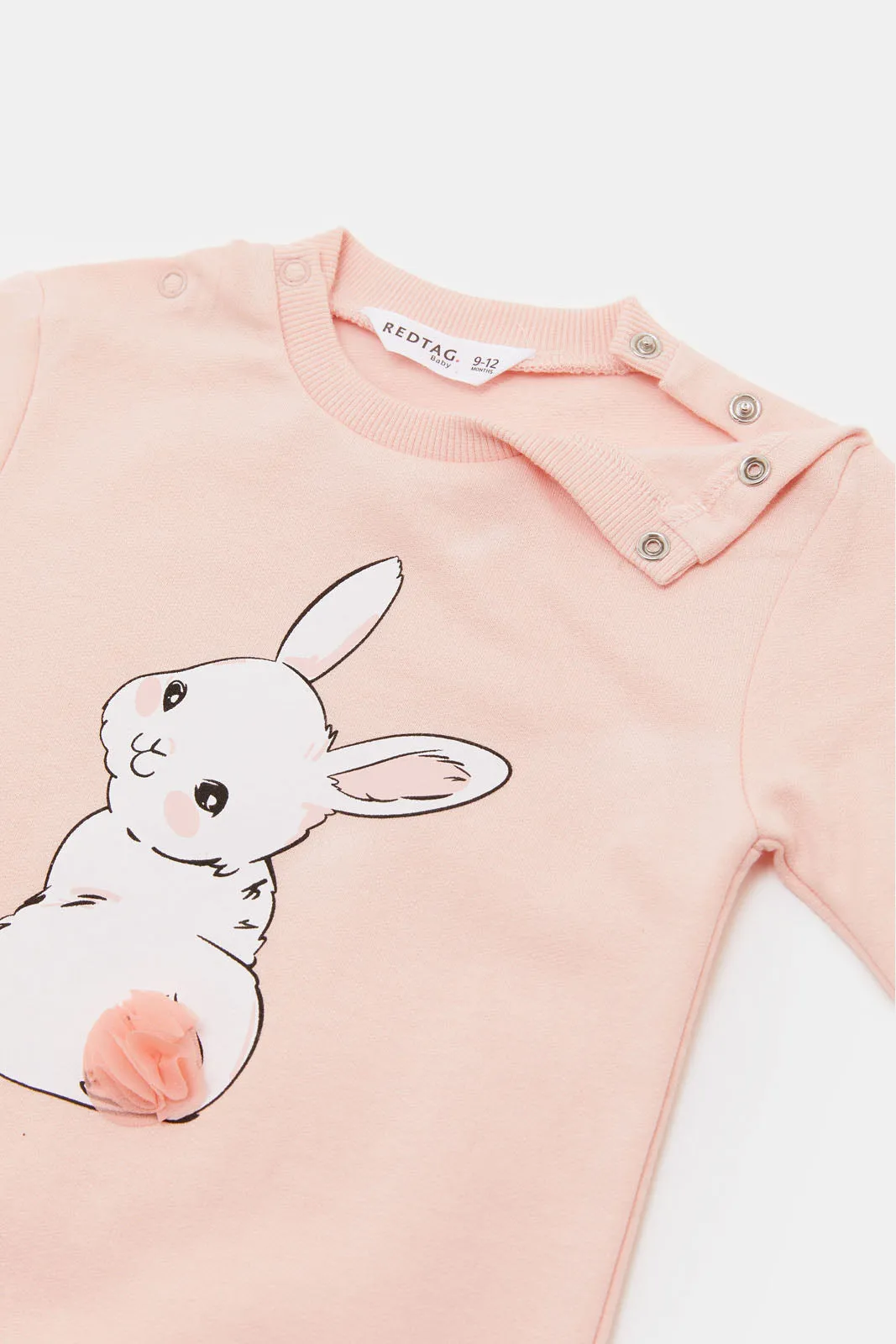 Baby Girls Pink Bunny Print Romper