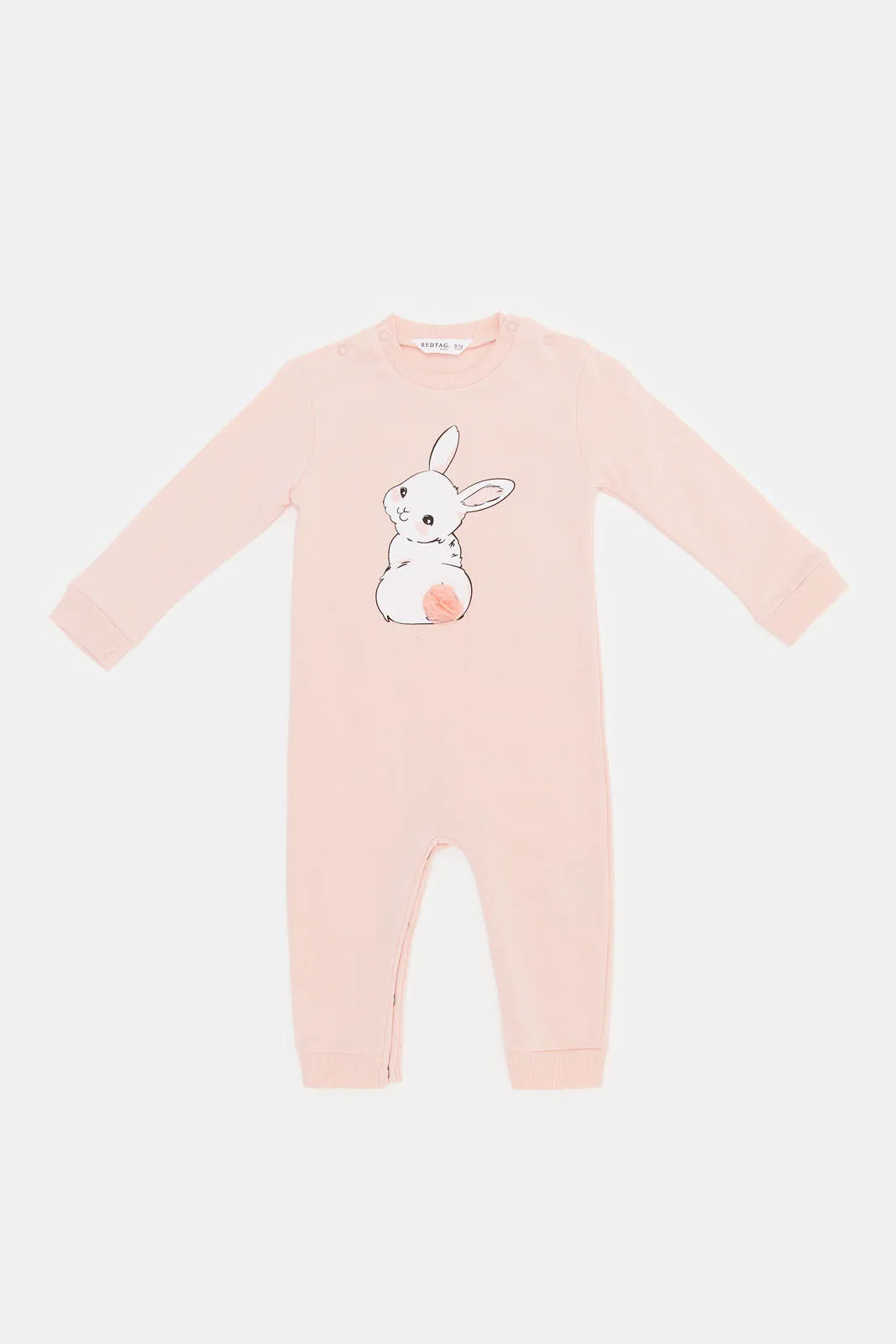 Baby Girls Pink Bunny Print Romper