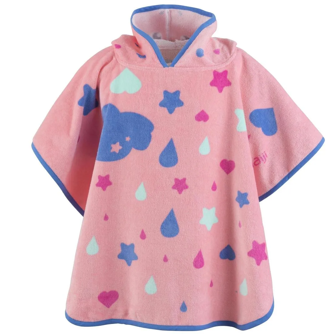 Baby Poncho with Hood pink unicorn print