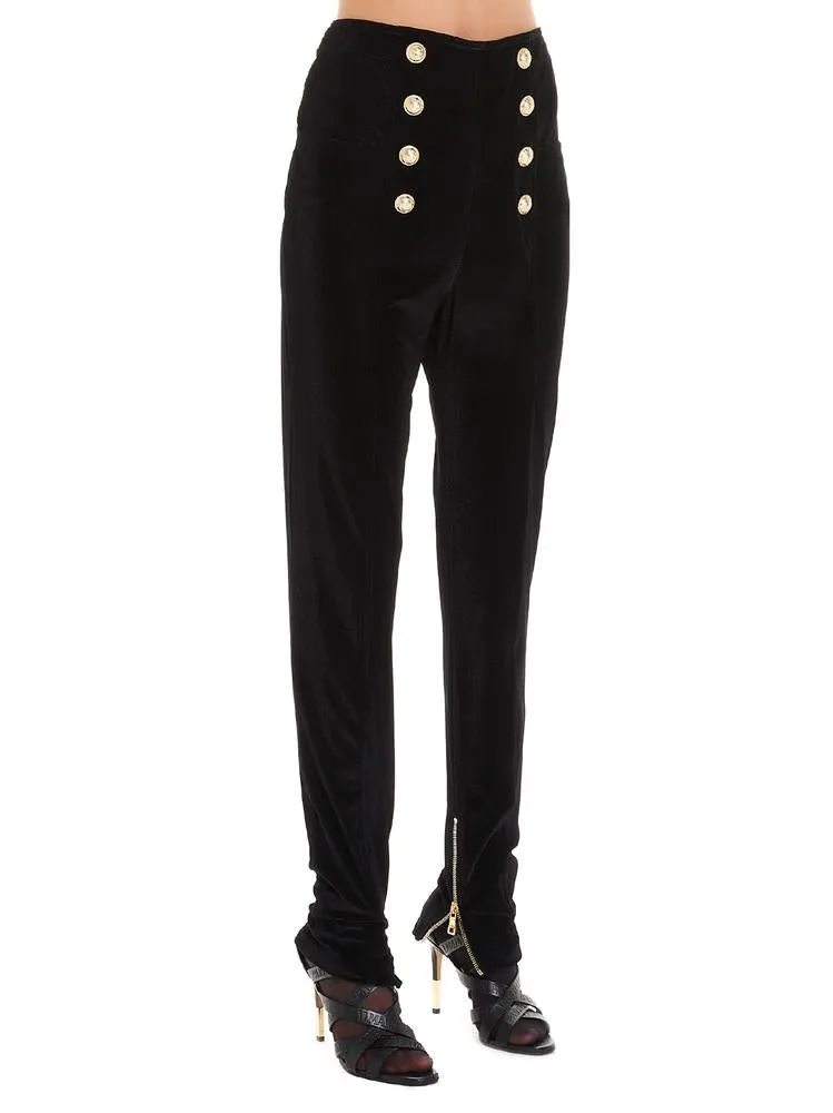 Balmain Button Detail High Waist Trousers