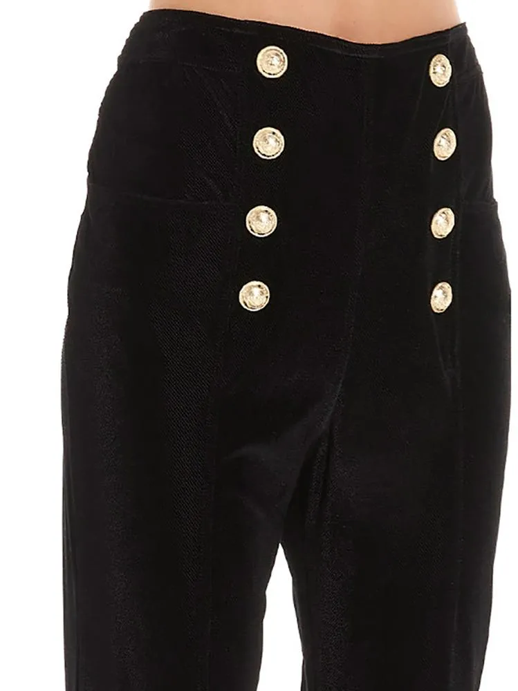 Balmain Button Detail High Waist Trousers