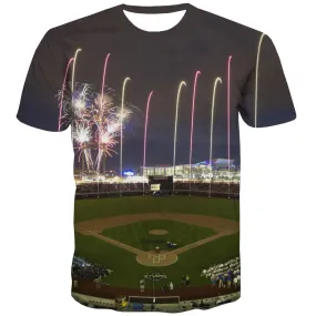 Baseball T shirts Men Stadium Tshirts Cool Game T-shirts Graphic White T-shirts 3d