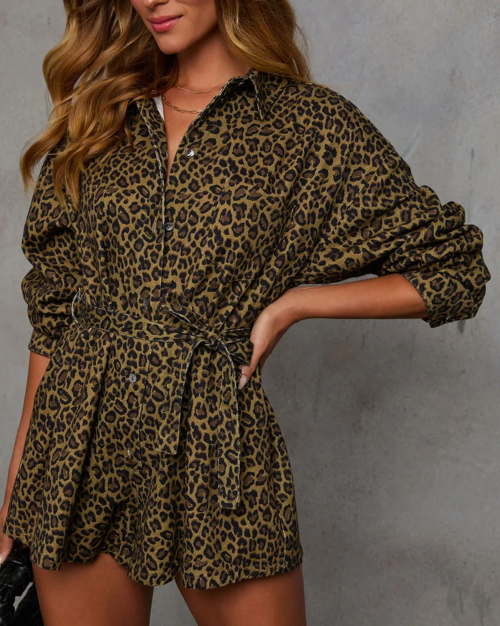 Beckford Leopard Print Waist Tie Romper