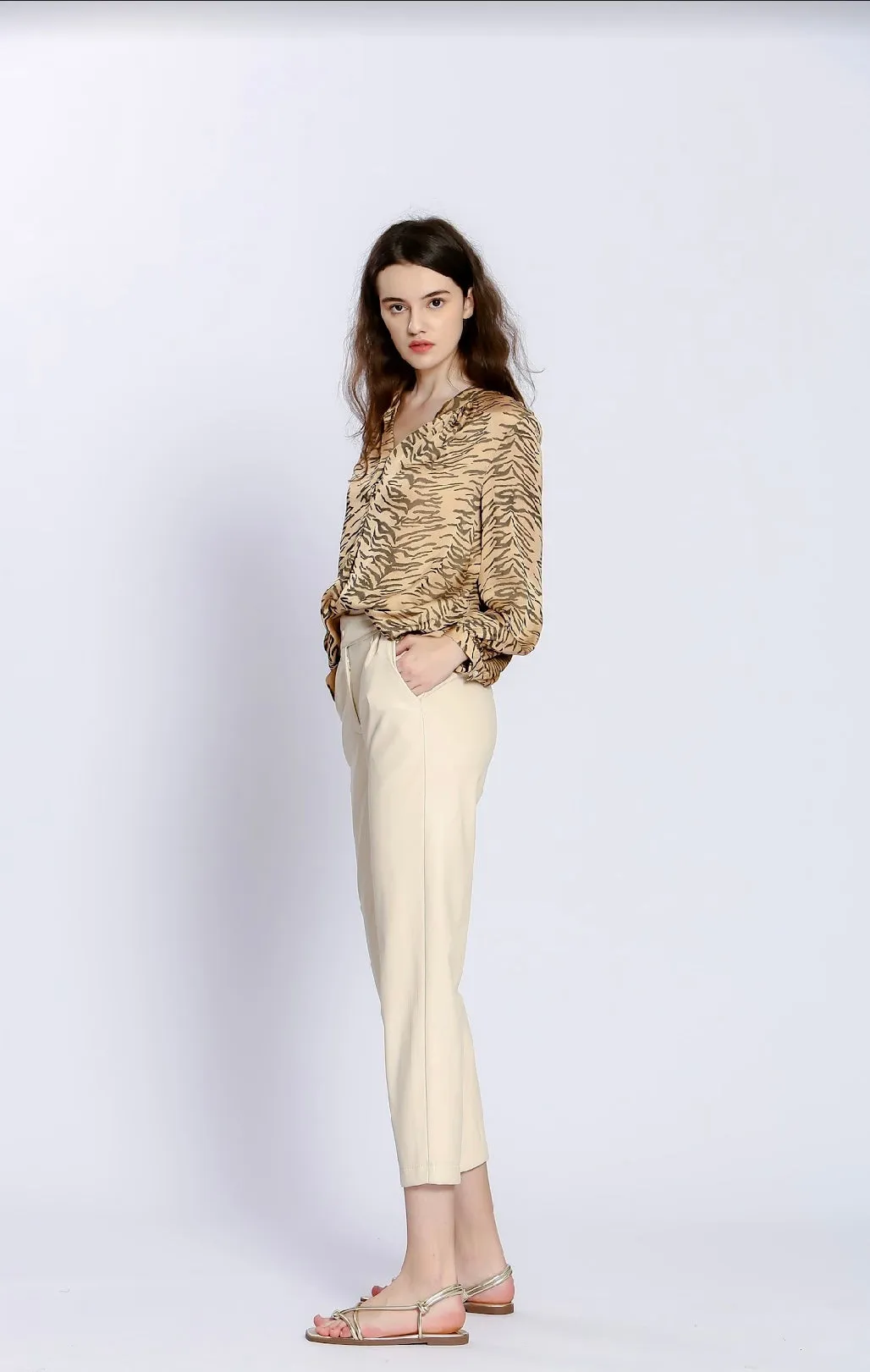 Beige Animal Print Blouse