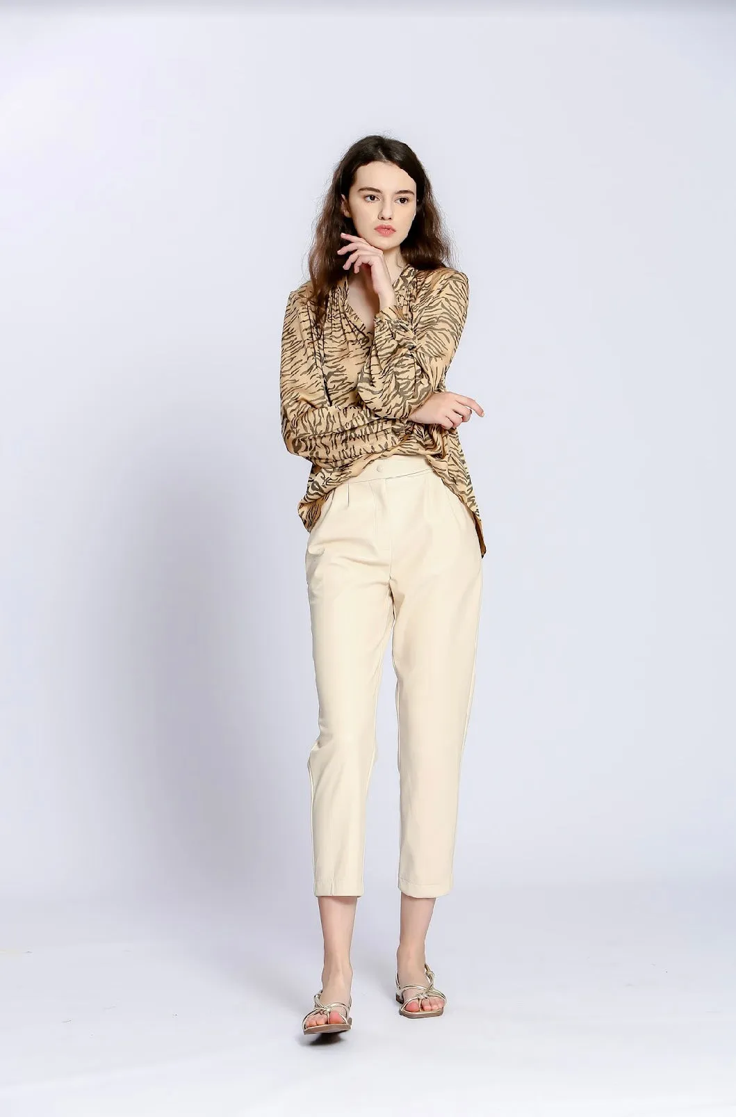 Beige Animal Print Blouse