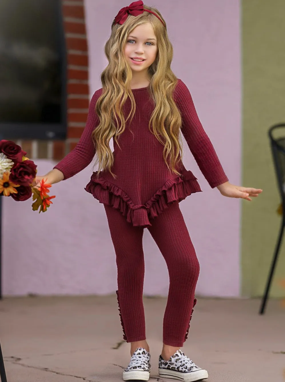 Berry Nice Waffle Knit Legging Set