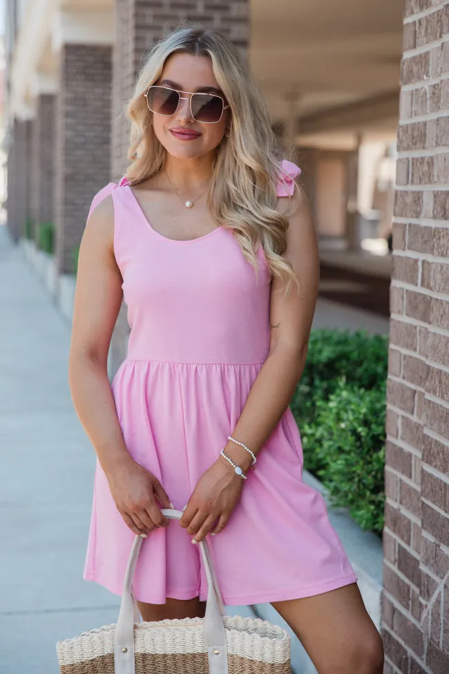 Big Ambitions Pink Tie Shoulder Romper