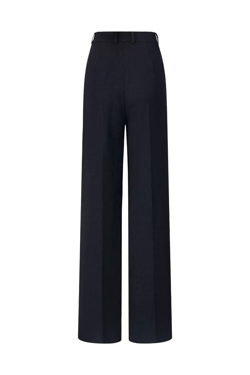 BLACK BARBARA TEXTURE STRAIGHT PANTS