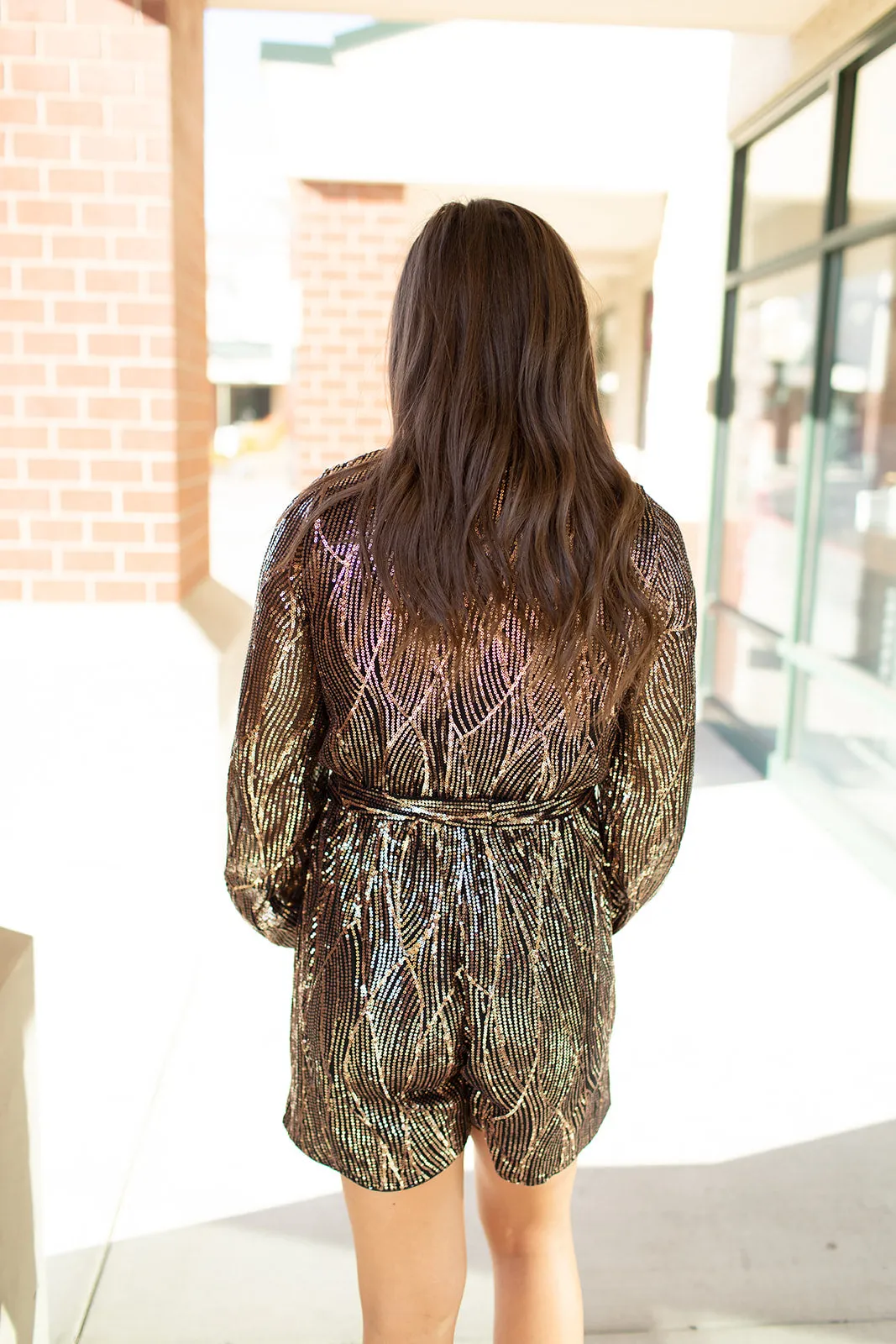 Black Rose Gold Sequin Romper (SM-3X)