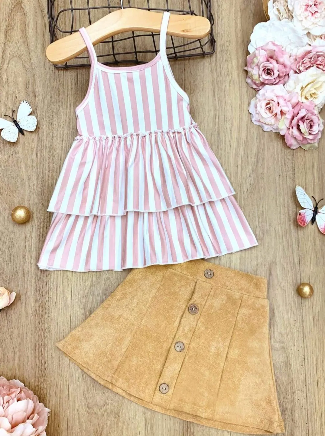 Blossoming Beauty Button Skirt Set