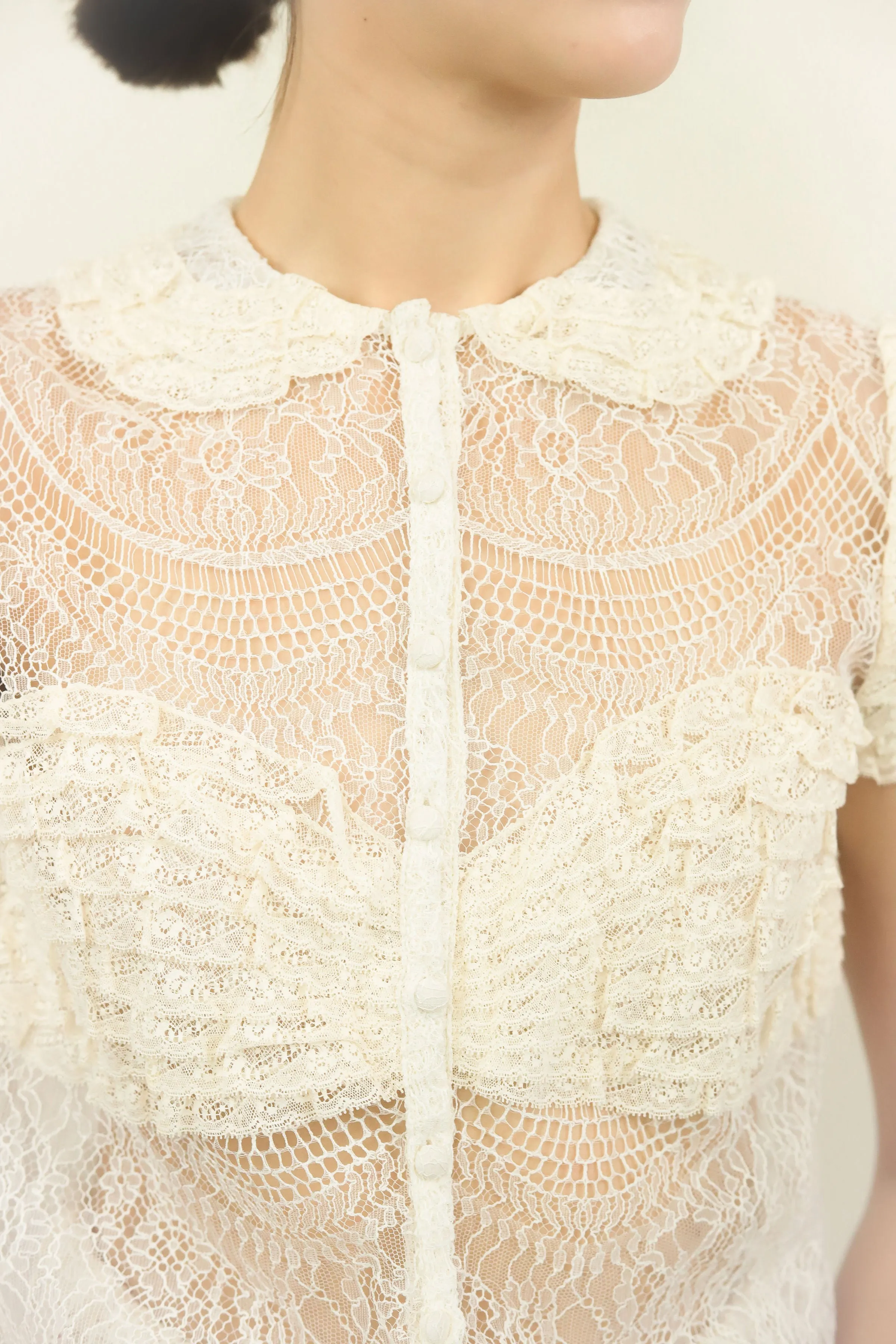 Blumarine Lace Ruffled Top