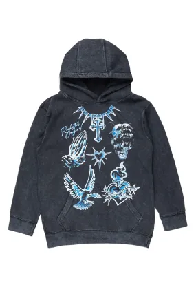 Boys Valar Vintage Black Graphic Hoodie