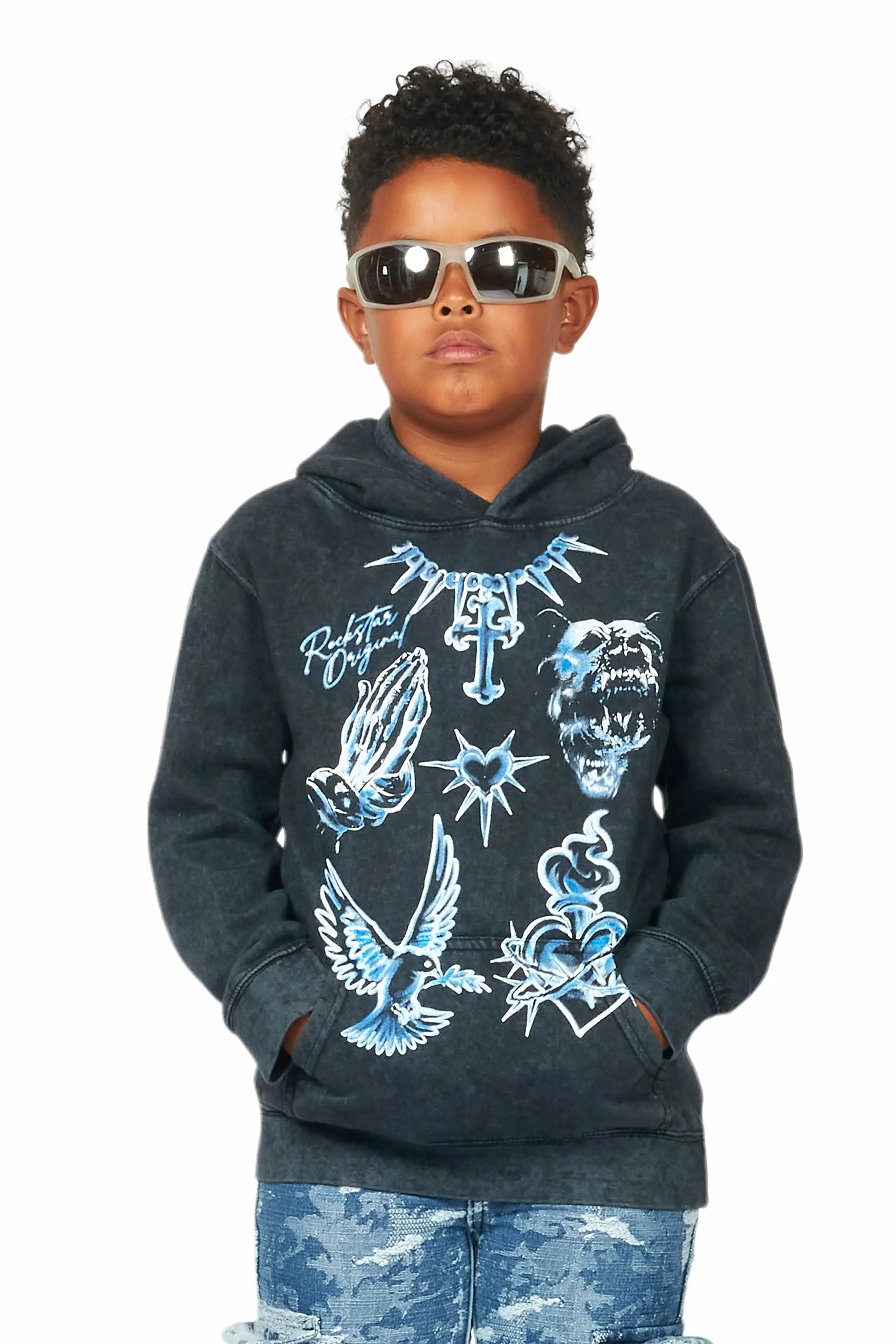 Boys Valar Vintage Black Graphic Hoodie