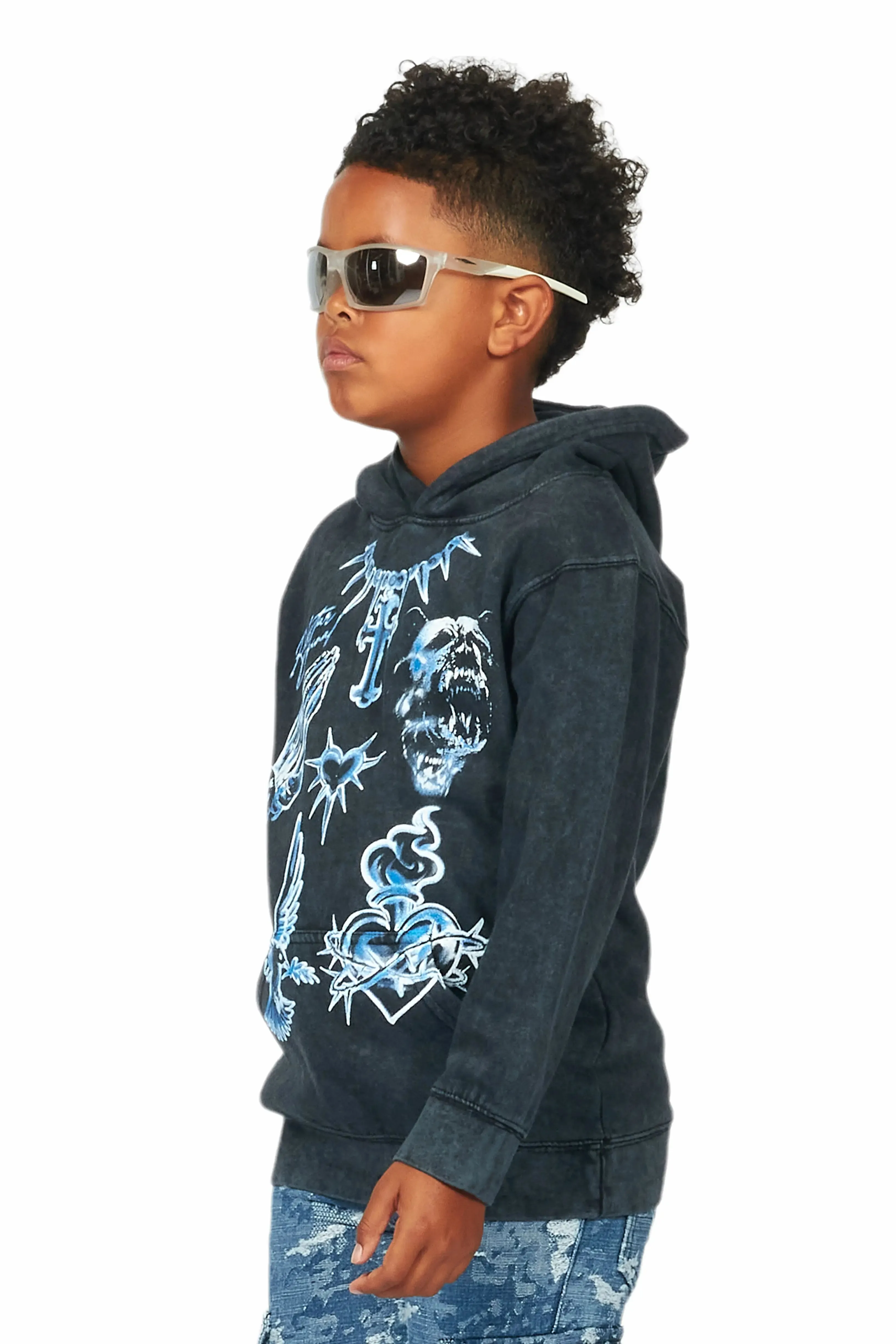 Boys Valar Vintage Black Graphic Hoodie