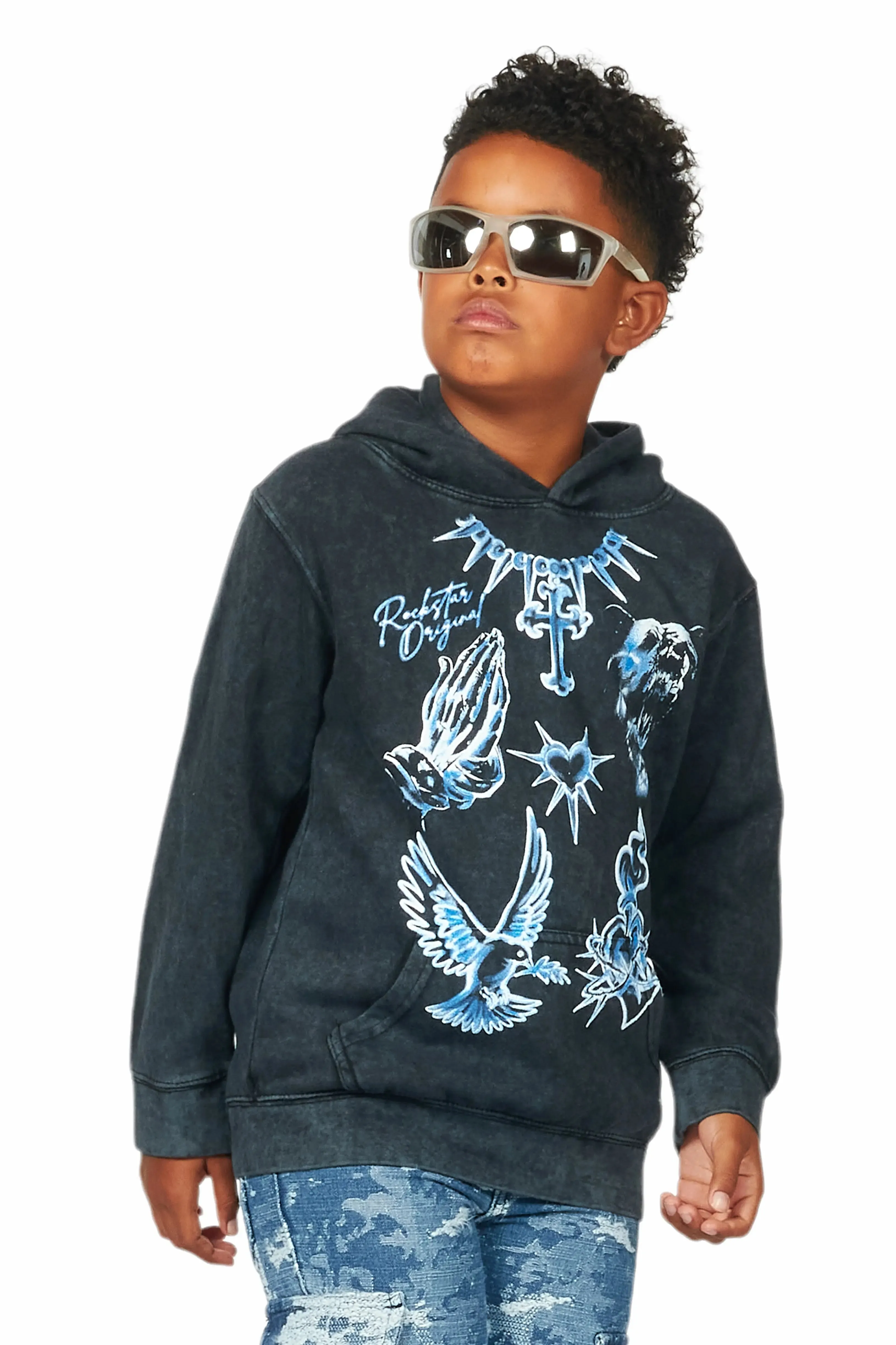 Boys Valar Vintage Black Graphic Hoodie