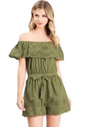 Broderie Off Shoulder Romper