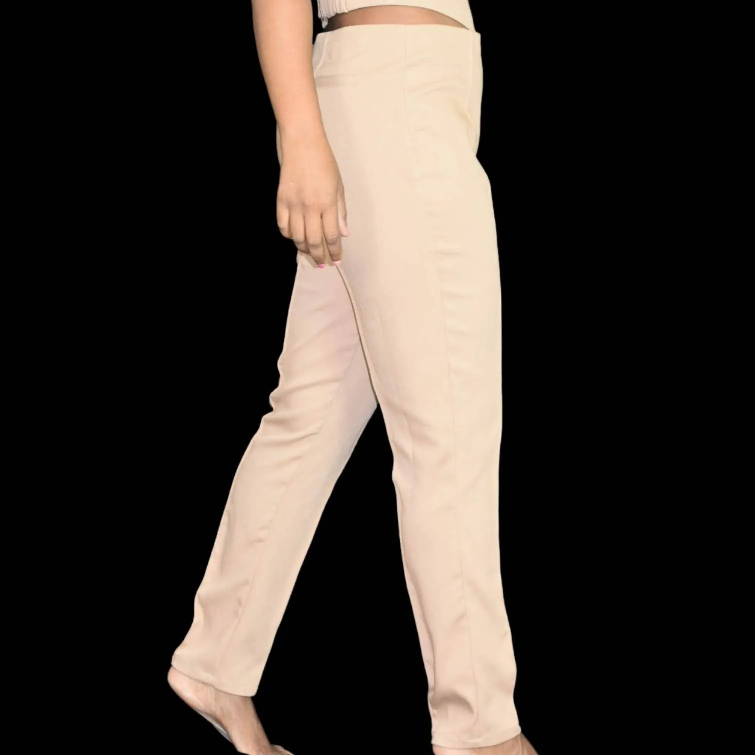 Camila Coelho Pants Side Waist Cutouts High Waisted Tapered Taupe Size Medium