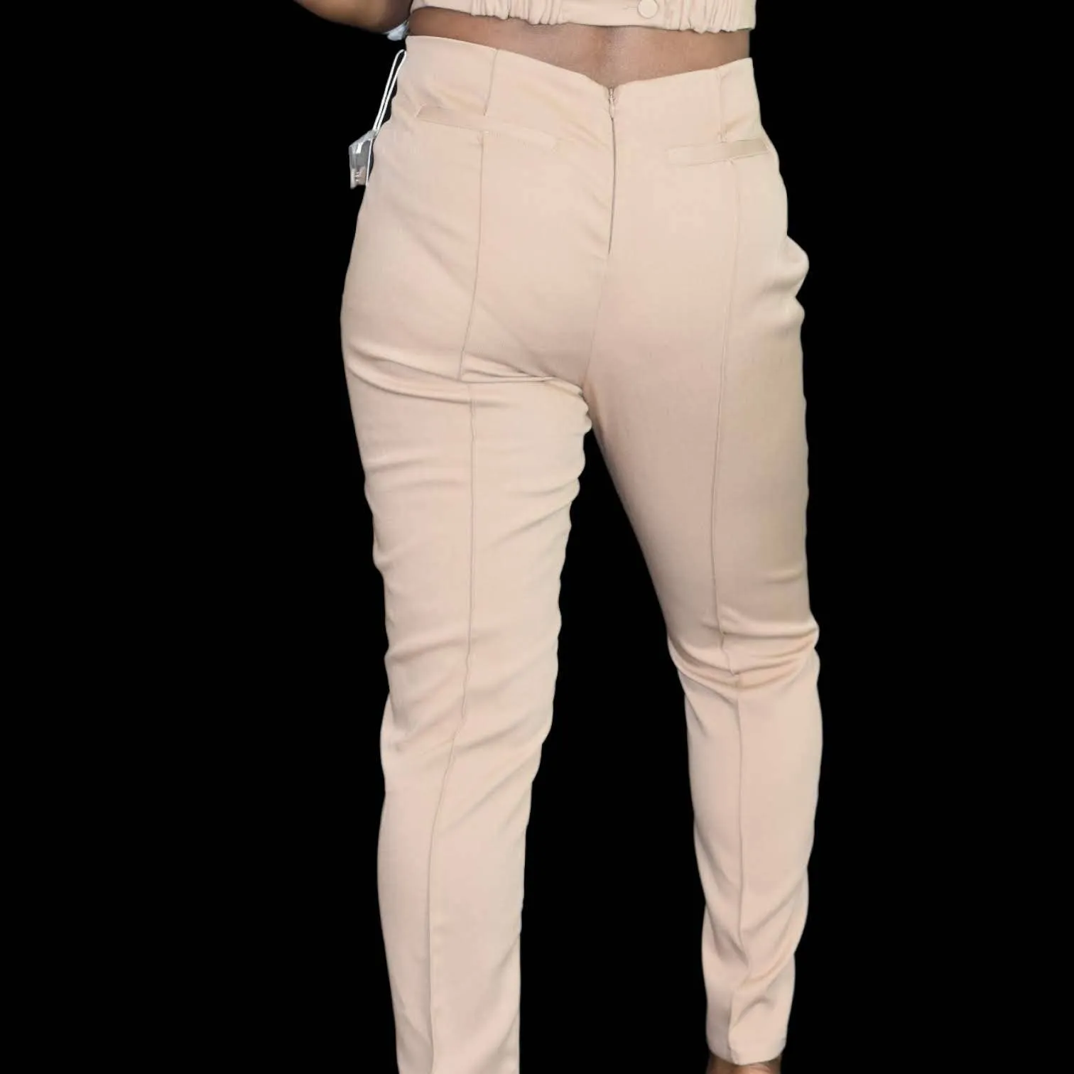 Camila Coelho Pants Side Waist Cutouts High Waisted Tapered Taupe Size Medium