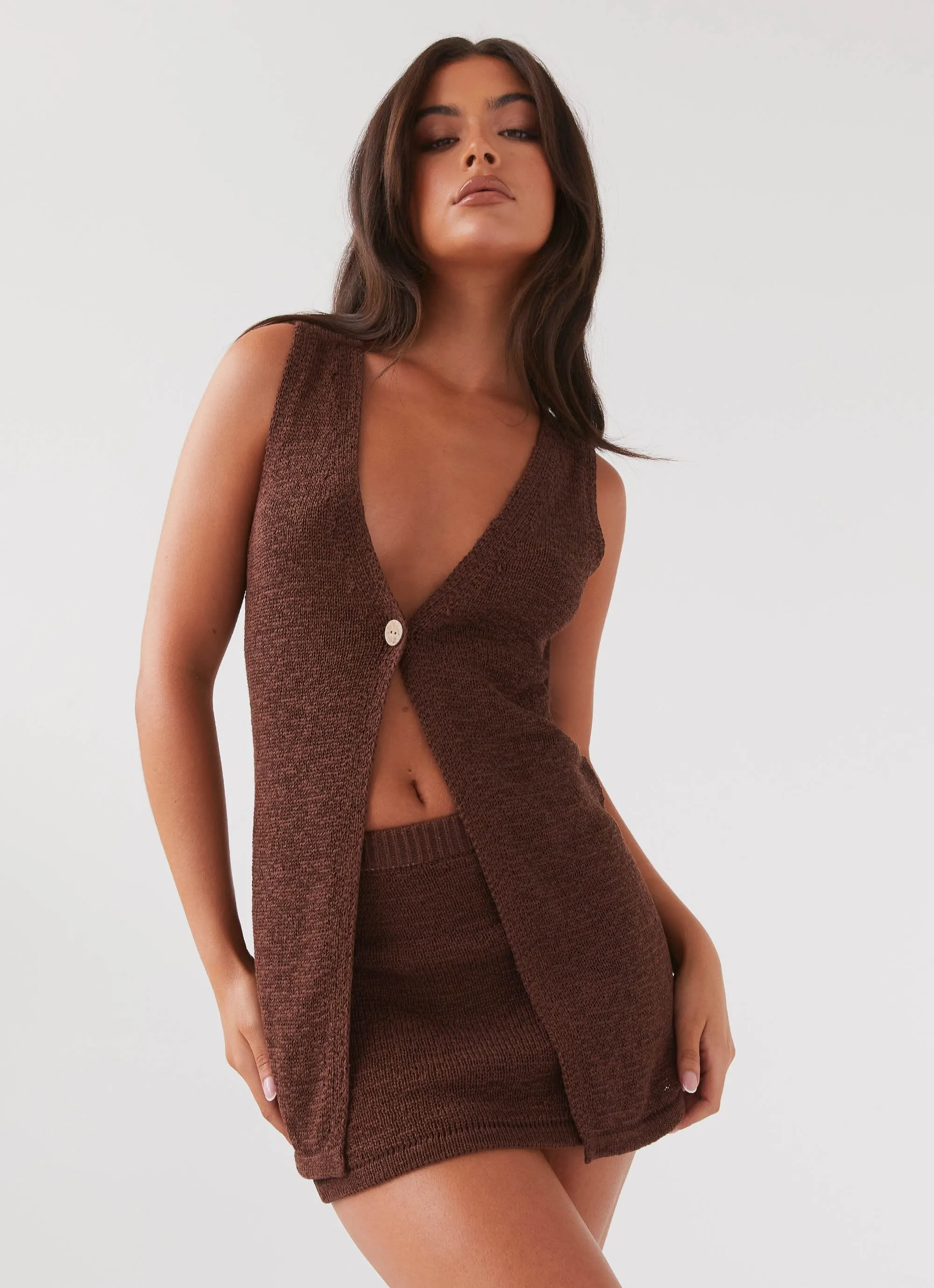 Capri Glow Knit Top - Chocolate