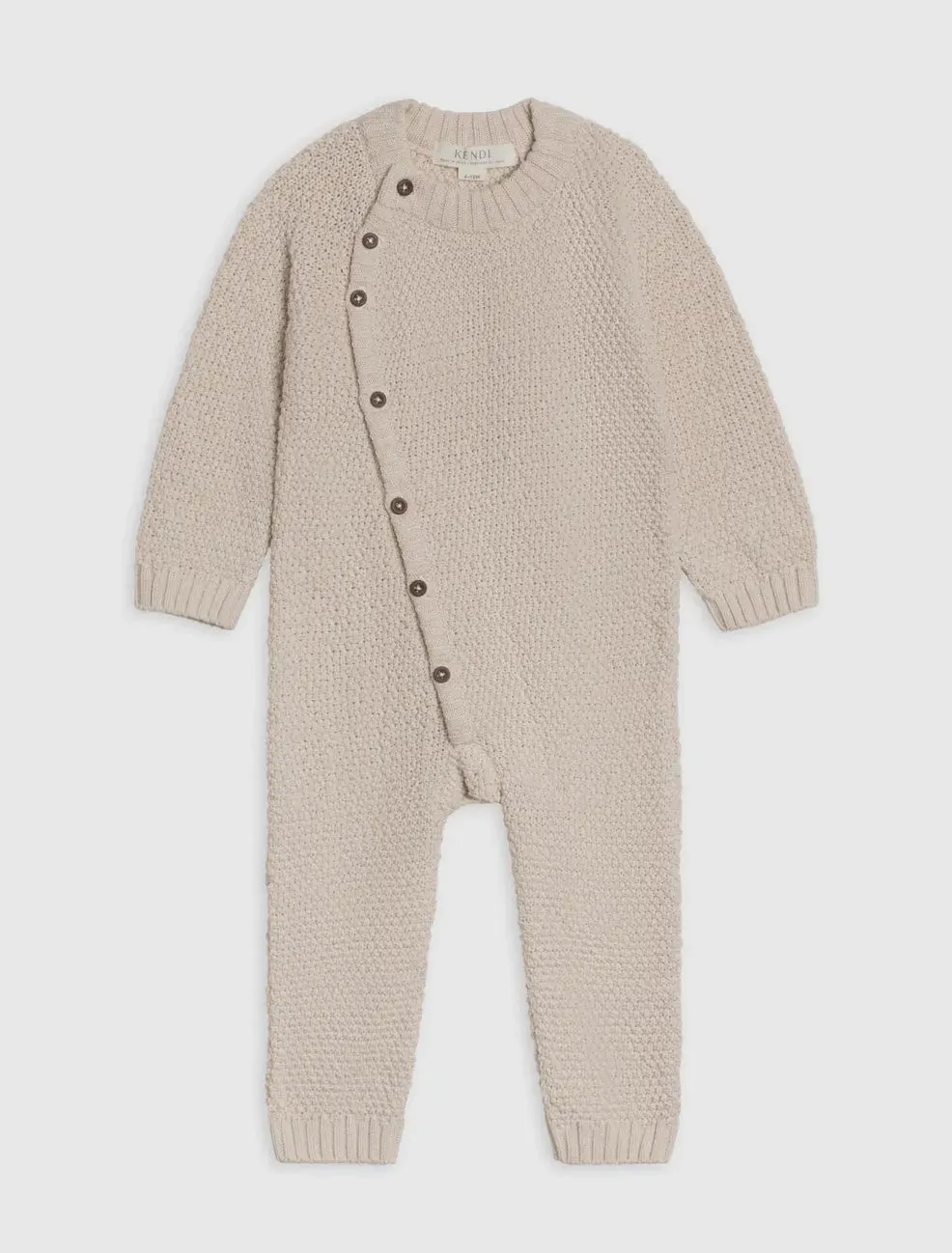 Casey Seed Stitch Sweater Knit Kimono Romper - Heather Oat