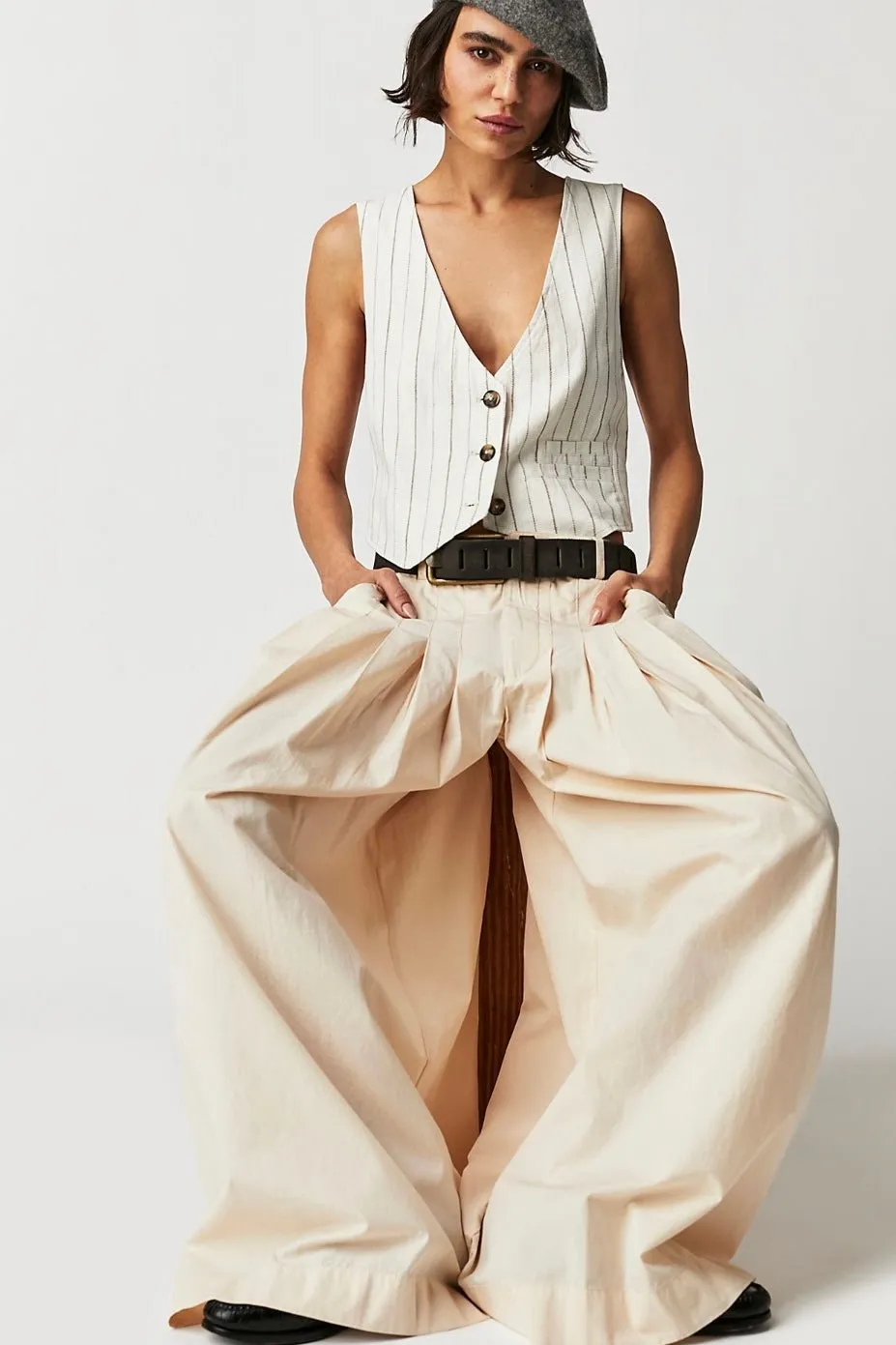 CASSIA PLEATED TROUSERS WIDE LEG PANTS