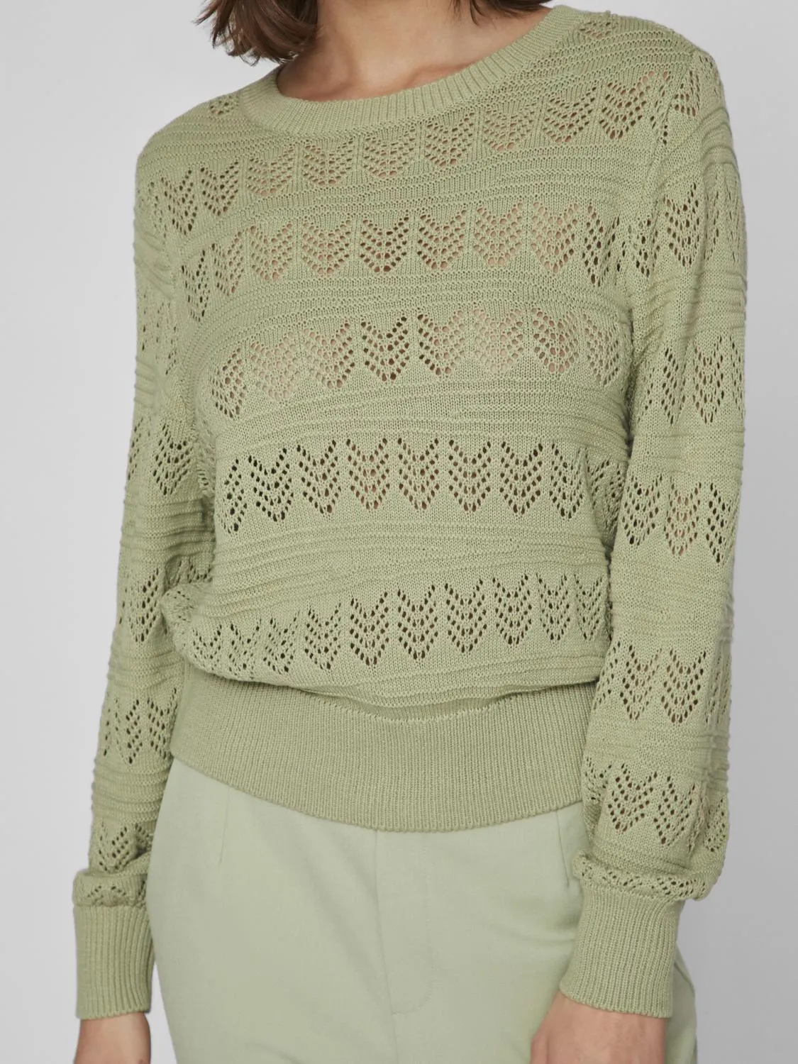 Cathy Pointelle Knit Top (Swamp)