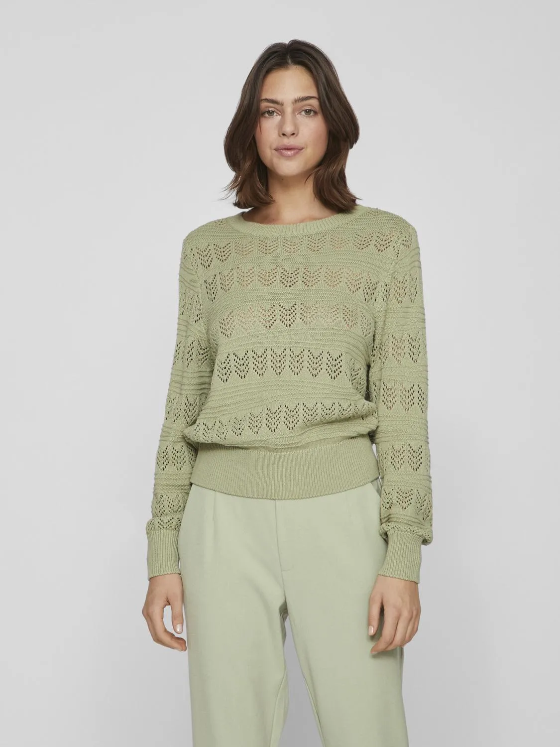 Cathy Pointelle Knit Top (Swamp)