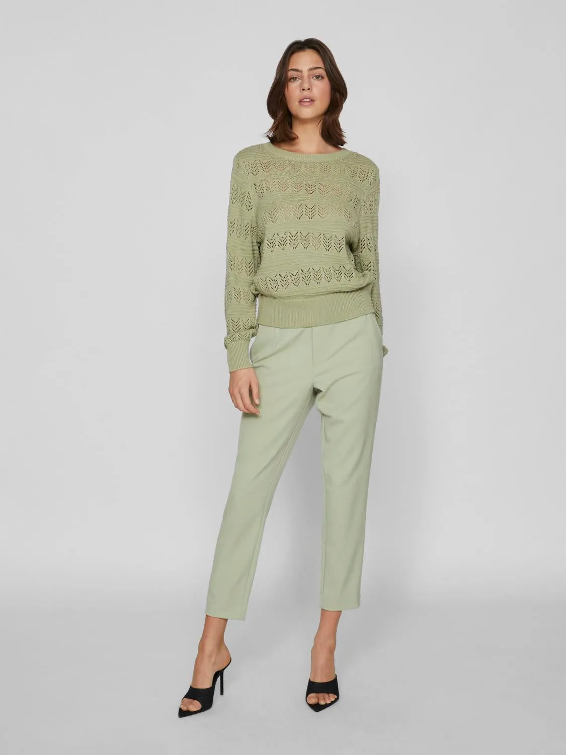 Cathy Pointelle Knit Top (Swamp)