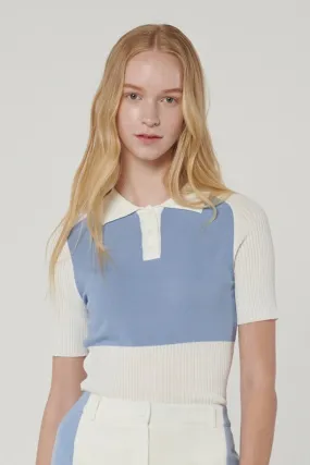 CB Polo Knit Top Sky Blue